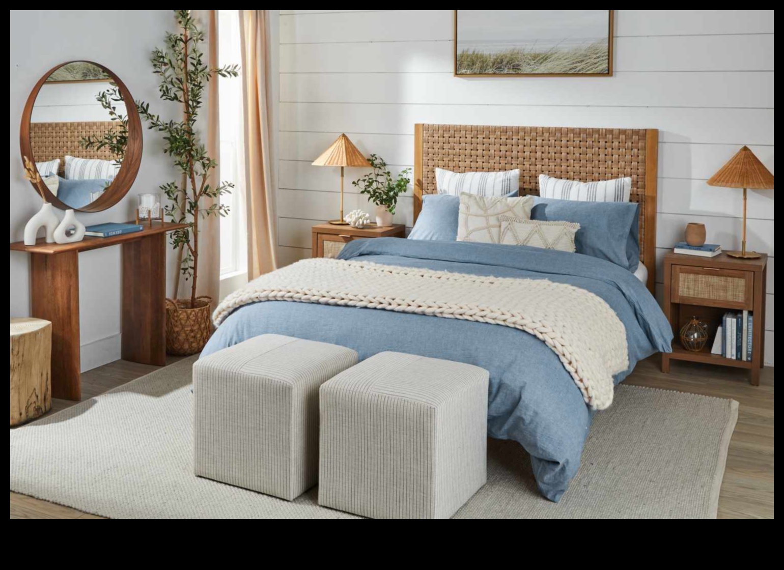 ديكور غرفة نوم ساحلية لملاذ مريح على الشاطئ